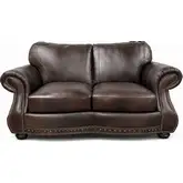 8755 Loveseat in Chesterfield Cowboy Brown Top Grain Leather